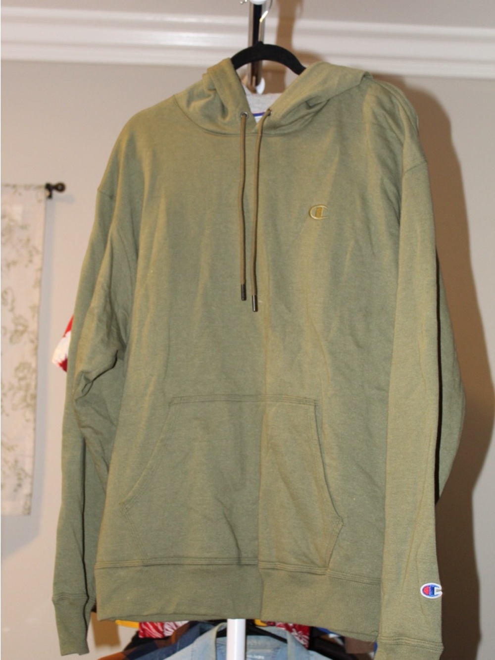 Champion Olive-Style Pullover Hoodie with Small Logo